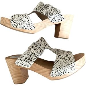 Matisse Dalmatian Haircalf Clog Sandals Wood Heel Boho Platform Women's 9
